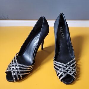 Ralph Lauren Black and Silver Heels with Sophisticated Design